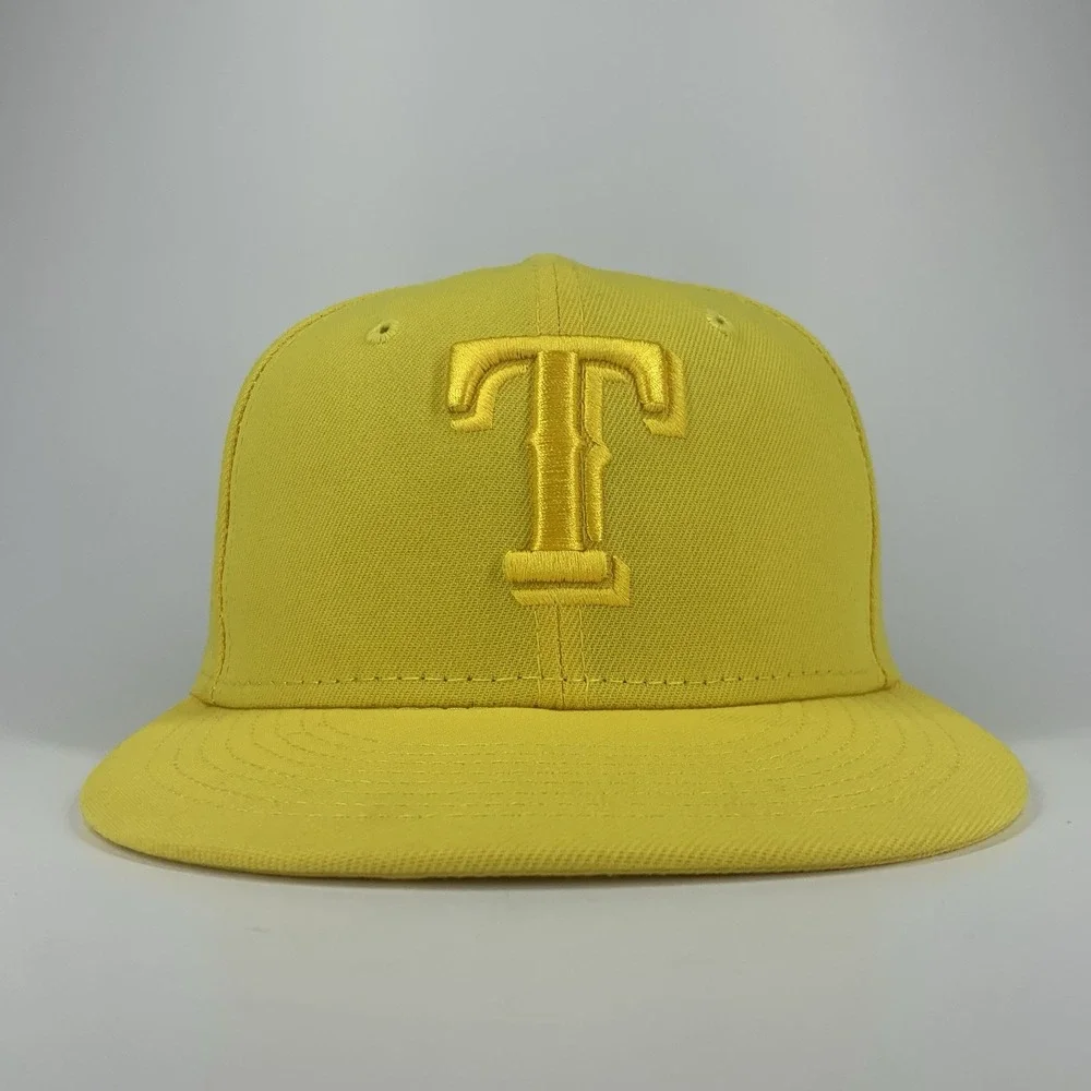 Texas Rangers Hat Yellow Tonal New Era 59FIFTY Fitted Size 7 MLB Baseball Cap